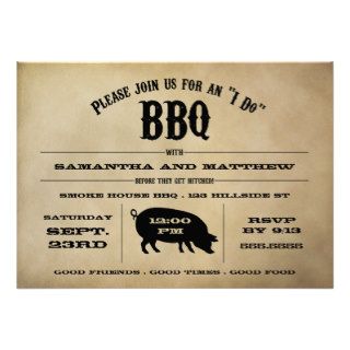 Vintage "I Do" BBQ Rehearsal Dinner Invite