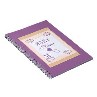 Baby girl shower guestbook stamp look notebooks