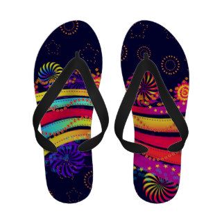 Burst Of Stars Circles And Colorful Streamers Flip Flops