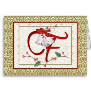 Gold Border Letter F Greeting Cards