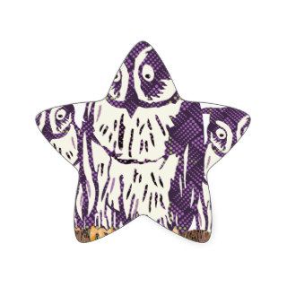 Purple Stylized Geometric Owl Family Stickers