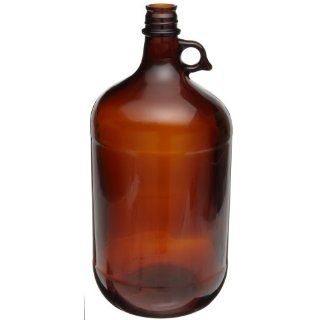 Wheaton 220929 Amber Glass Safety Coated Boston Round Bottle, 4 L, Without 38 430 Screw Cap, 160mm x 336mm (Case of 4) Science Lab Media Bottles