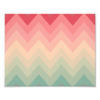Pastel Red Pink Turquoise Ombre Chevron Pattern Photo Print