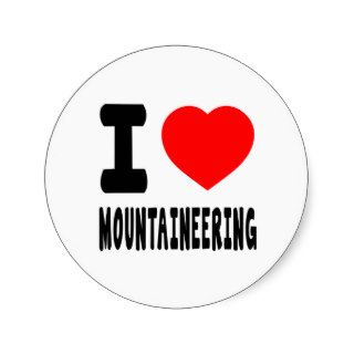 I Love Mountaineering Round Stickers