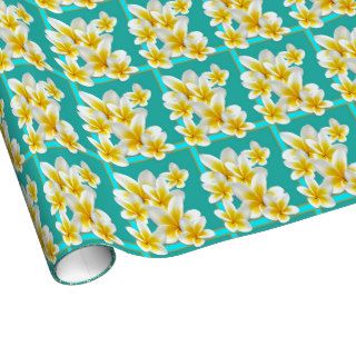 Tropical Plumeria Blue Lagoon Gift Wrapping Paper