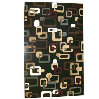Generations Black Abstract Circuit Rug (5'2 x 7'2) 5x8   6x9 Rugs