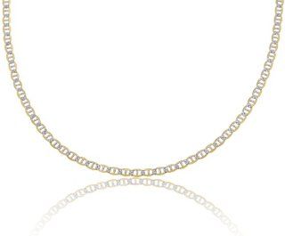14K Solid Yellow Gold White Pave Flat Mariner Link Bracelet 3mm Wide 8" inch Long. Jewelry