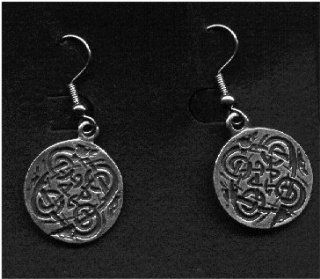 Celtic Wolves Canines or Dog Knot Earrings   Solid Pewter 