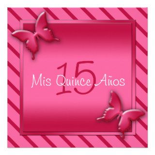 Pink and Red Butterfly Quinceañera Invitation