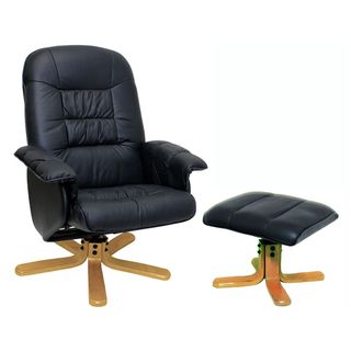 Faux Leather Swivel Chair and Ottoman Set Chairs