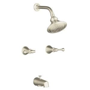 KOHLER Revival 2 Handle Single Spray Tub and Shower Faucet in Vibrant Brushed Nickel K 16213 4A BN