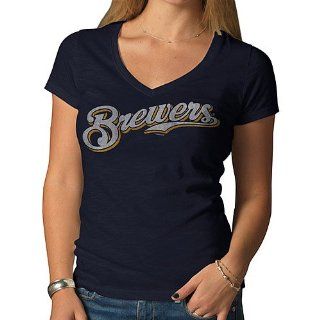 Milwaukee Brewers Women's Scrum V Neck Team Logo T Shirt by '47 Brand  Sports Fan T Shirts  Sports & Outdoors