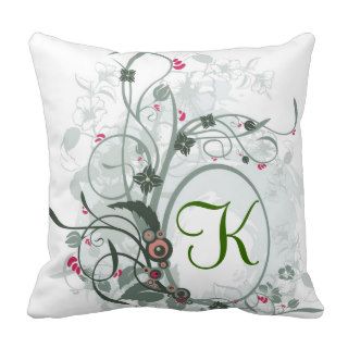 Artistic Letter K Monogram Throw Pillows