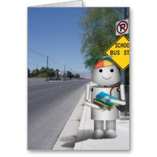 Robox9 Goes Back To School   Bus Stop Scene Cards