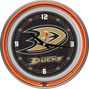 Trademark Global 14 in. Anaheim Ducks NHL Neon Wall Clock NHL1400 AD