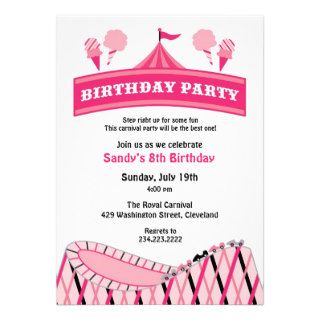 Carnival / Circus Birthday Party Flat Invitation