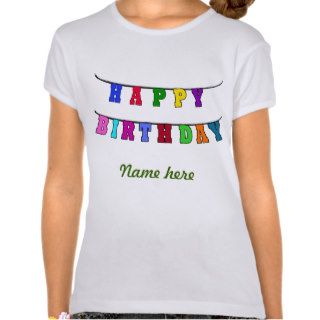 Happy Birthday  Bannered Letters   Persona;ozed Tees