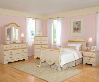 Standard Furniture Princess Twin Sleigh Bed in White Wash Home & Kitchen