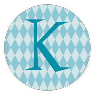 KRW Retro Blue Diamond Letter K Sticker 3 inch