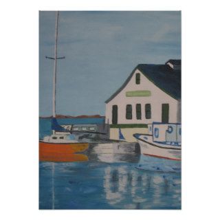 Painting of boat dock print