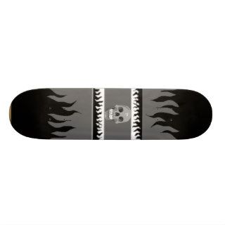 Black and White Pro Skate Bored w/ Flames w/ Skull Custom Skate Board