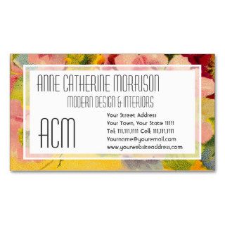 Retro Chic Elegant Pink Vintage Floral Primroses Business Card Template