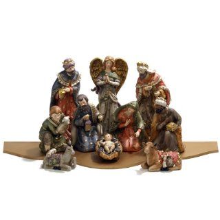 Elements Water Color 10pc, 12 Inch Nativity with Extended Gold Base   Nativity Figurine Sets
