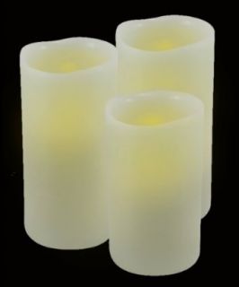 Mark Feldstein & Associates B456MT Flameless LED Vanilla Scented Candle Pillar with Auto On/Off Timer, Set of 3   Battery Operated Candles  