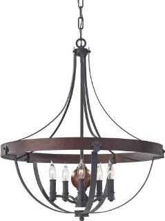 Murray Feiss F2794/5AF/CBA Alston 5 Light Single Tier Chandelier, Antique Forged Iron / Charcoal Brick    