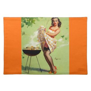Vintage Retro Gil Elvgren Barbeque Pin Up Girl Place Mats