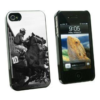 Graphics and More Horse Racing   Race Track Betting Running Vintage   Snap On Hard Protective Case for Apple iPhone 4 4S   Black   Carrying Case   Non Retail Packaging   Black Cell Phones & Accessories