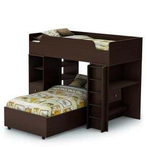South Shore Furniture Logik 4 Pieces Twin loft Bed in Chocolate 3359A4