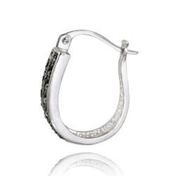 DB Designs Sterling Silver 1/4ct TDW Two Row Black Diamond Hoop Earrings DB Designs Diamond Earrings