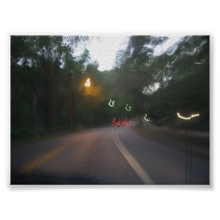 Driving into sunset posters