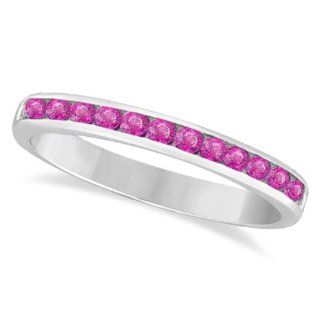Channel Set Pink Sapphire Stackable Ring 14k White Gold (0.40ct) Allurez Jewelry