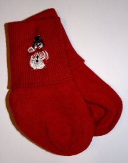 Childs Christmas Socks with a Snowman (5 6.5, Red) Novelty Socks Clothing
