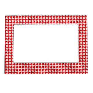 Red Checkered Picnic Tablecloth Background Photo Frame Magnet
