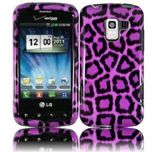 Hard Purple Leopard Case Cover Faceplate Protector for LG Optimus Q Straight Talk / Net10 with Free Gift Reliable Accessory Pen Cell Phones & Accessories