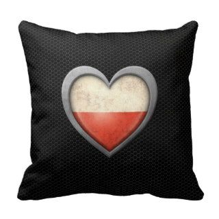 Polish Heart Flag Steel Mesh Effect Pillow
