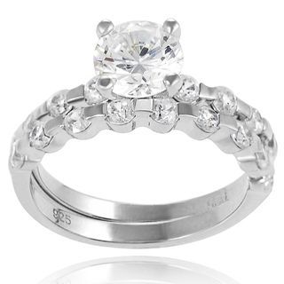 Tressa Sterling Silver White Round cut Prong set Bridal style Ring Set Tressa Cubic Zirconia Rings