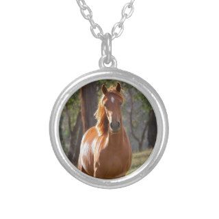 Gorgeous Chestnut Brown Horse in Field Personalized Necklace