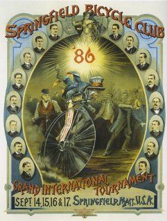 Springfield Bicycle Club 1886 Giclee Reproduction Poster 24"x36"  Prints  