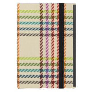 Beige tartan with multi coloured stripes iPad mini case