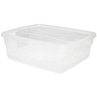 Rubbermaid Commercial 3Q24 CLE Polypropylene 15 Quart Roughtote Clear Non Latching Storage Box, Rectangular, 16.9" Depth x 13.4" Width x 5.4" Height, Clear