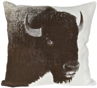 Archival Decor Bison Pillow, 24 by 24 Inch, Snow   Throw Pillows