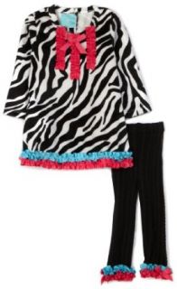 Mud Pie Wild Child Zebra Tunic And Legging Set, Black/White/Blue/Pink, 12 18 Months Clothing