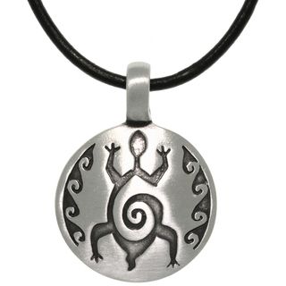 Carolina Glamour Collection Pewter/ Leather Etched Turtle Necklace Carolina Glamour Collection Pewter Necklaces
