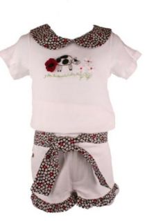 Coco Bon Bons Spring/Summer Girls Embroidered Cow and Floral Print Short Set Clothing