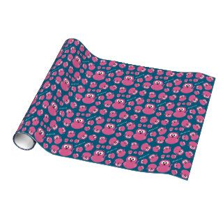 Cute Pink Fat Cat   Blue Background Gift Wrap