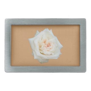 Close Up View Of A Beautiful White Rose Isolated Rectangular Belt Buckles